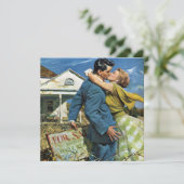 Vintage Liebe und Romantik Neugierige kaufen erste Ankündigung (Stehend Vorderseite)