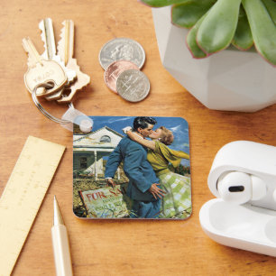 Vintage Liebe und Romantik Neugierige kaufen erste Schlüsselanhänger