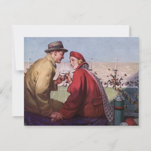 Vintage Liebe und Romantik, Paar beim Fußballspiel (Vorderseite)