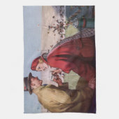 Vintage Liebe und Romantik, Paar beim Fußballspiel Geschirrtuch (Vertikal)