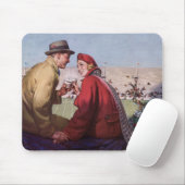 Vintage Liebe und Romantik, Paar beim Fußballspiel Mousepad (Mit Mouse)