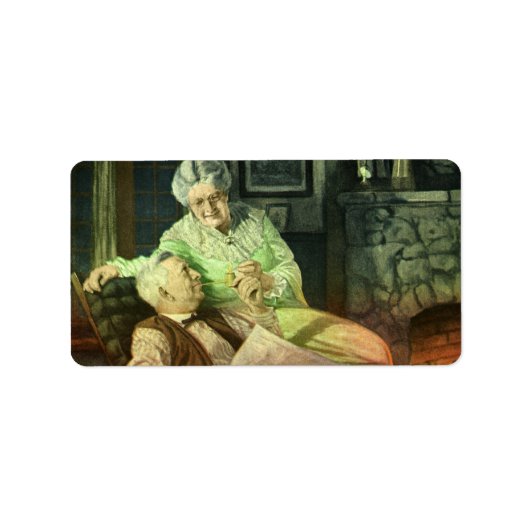 Vintage Liebe und Romantik; romantische Großeltern Adressaufkleber (Vorne)