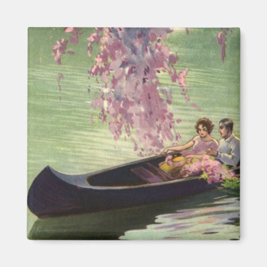Vintage Liebe und Romantik, romantische Kanufahrt Magnet (Vorne)