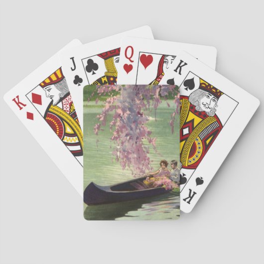 Vintage Liebe und Romantik, romantische Kanufahrt Spielkarten (Rückseite)