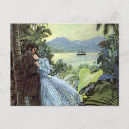 Vintage Liebe und Romantik, romantische tropische Postkarte (Vorderseite)
