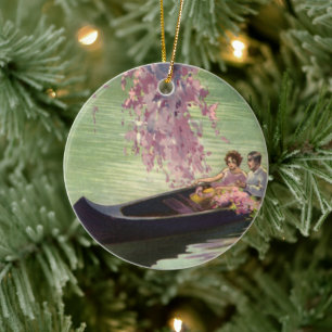 Vintage Liebe und Romantik, Romantischer Kanuausfl Keramik Ornament