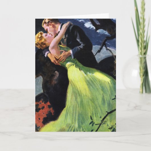 Vintage Liebe und Romantik, romantischer Kuss Karte (Vorderseite)