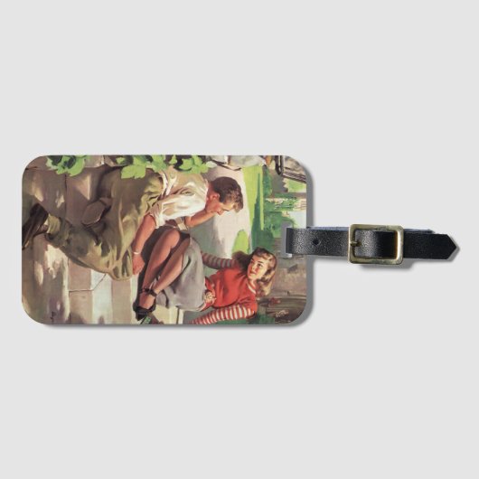 Vintage Liebe und Romantik, Schulliebe Gepäckanhänger (Vorderseite (Horizontal))