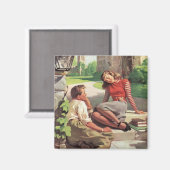 Vintage Liebe und Romantik, Schulliebe Magnet (Vorderseite/Rückseite)