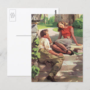Vintage Liebe und Romantik, Schulliebe Postkarte