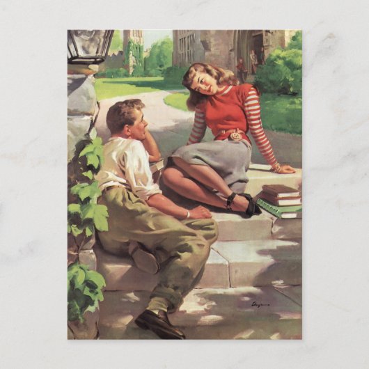 Vintage Liebe und Romantik, Schulliebe Postkarte (Vorderseite)