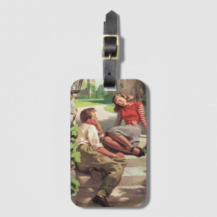 Vintage Liebe und Romantik, Schulschwarm Gepäckanhänger