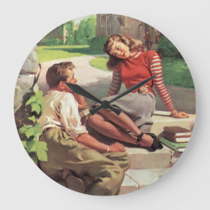 Vintage Liebe und Romantik, Schulschwarm Große Wanduhr