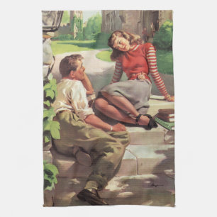 Vintage Liebe und Romantik, Schulschwarm Handtuch
