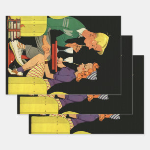 Vintage Liebe und Romantik, Teenager im Soda-Shop Geschenkpapier Set