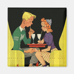 Vintage Liebe und Romantik, Teenager im Soda-Shop Magnet