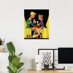 Vintage Liebe und Romantik, Teenager im Soda Shop Poster