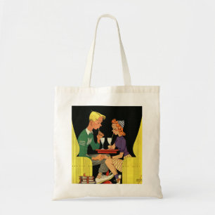 Vintage Liebe und Romantik, Teenager im Soda-Shop Tragetasche