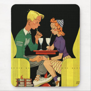 Vintage Liebe und Romantik, Teens im Soda Shop Mousepad