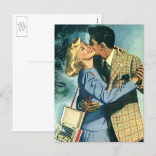 Vintage Liebe und Romantik, Weihnachts-Tanz Feiertagspostkarte