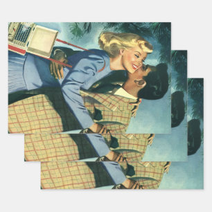 Vintage Liebe und Romantik, Weihnachts-Tanz Geschenkpapier Set