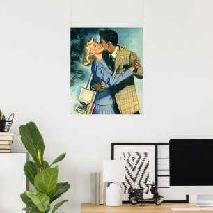Vintage Liebe und Romantik, Weihnachtstanz Poster