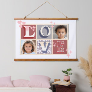 Vintage LIEBE Valentinstag Custom Fotos Wandteppich Mit Holzrahmen