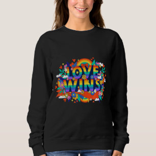 Vintage Liebe Win Rainbow Peace Signer Pride Lesbi Sweatshirt