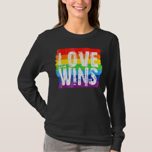 Vintage Liebe Win Rainbow Peace Signer Pride Lesbi T-Shirt