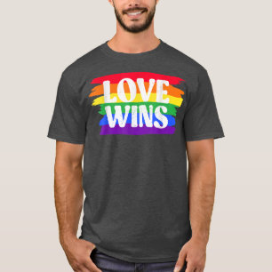 Vintage Liebe Win Rainbow Peace Signer Pride Lesbi T-Shirt