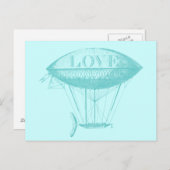 Vintage Liebe Zeppelin Blue Postkarte (Vorne/Hinten)