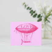 Vintage Liebe Zeppelin Pink Postkarte (Stehend Vorderseite)