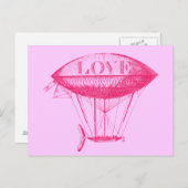 Vintage Liebe Zeppelin Pink Postkarte (Vorne/Hinten)