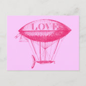Vintage Liebe Zeppelin Pink Postkarte (Vorderseite)