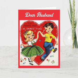 Vintage Liebes Ehemann Tanzen Valentinkarte Feiertagskarte