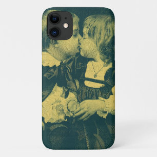 Vintage-Liebes- und Romantikfoto, Kinder küssen si Case-Mate iPhone Hülle