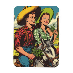 Vintage-Liebescomics für Farmerpaare Magnet