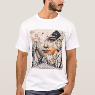 Vintage-Liebesgedicht-Collage Romantische Sepia- T-Shirt