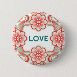 Vintage-Liebesknopf mit roten Blumen Button