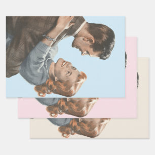 Vintage-Liebesromanze Frischvermählte - Sollen wir Geschenkpapier Set