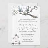Vintage Liebesvögel Birdcage Brautparty Einladung (Vorderseite)