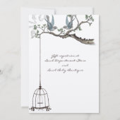 Vintage Liebesvögel Birdcage Brautparty Einladung (Rückseite)