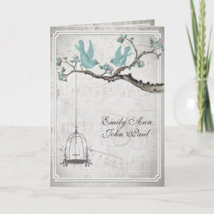 Vintage Liebesvögel BirdCage Hochzeitseinladungen Einladung