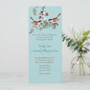 Vintage Liebesvögel Chickadees Hochzeit Einladung