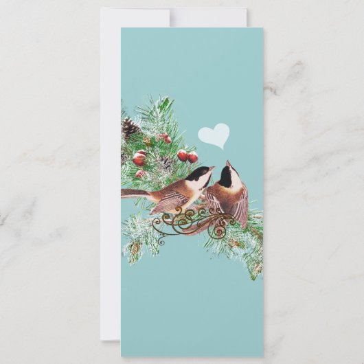 Vintage Liebesvögel Chickadees Hochzeit Einladung (Rückseite)