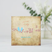 Vintage Liebesvögel/farbige Blüten Einladung (Stehend Vorderseite)