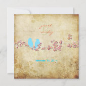 Vintage Liebesvögel/farbige Blüten Einladung (Vorderseite)