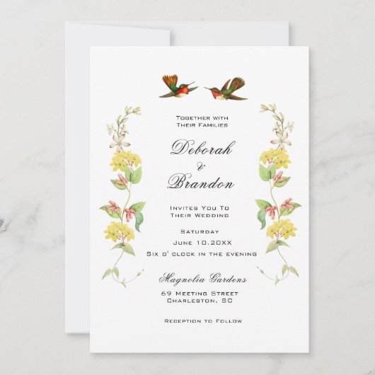 Vintage Liebesvögel Hochzeit Einladung (Vorderseite)