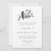 Vintage Liebesvögel Hochzeit Einladung Weiße Hinwe (Vorderseite)