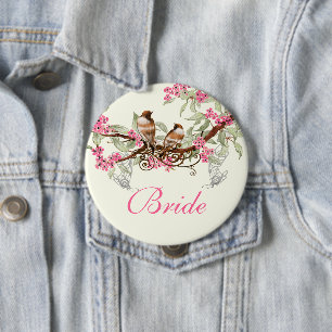Vintage Liebesvögel Hochzeitsabzeichen Button